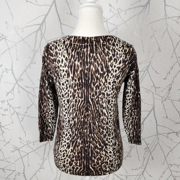 J. Crew Leopard Cheetah Print 100% Merino Wool Tippi Sweater - Picture 3 of 4